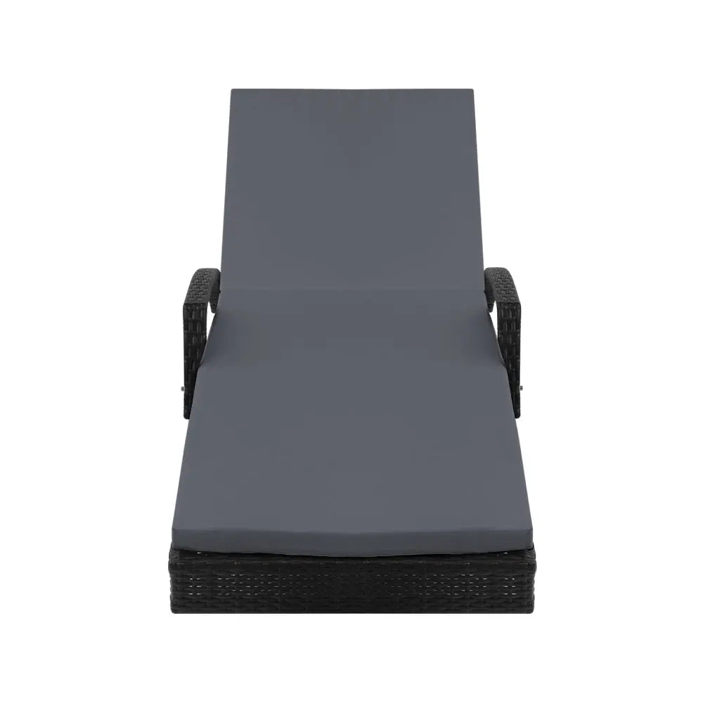 Gardeon Set of 2 Outdoor Sun Lounge Chair with Cushion - Black Deals499