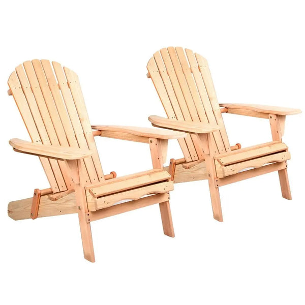 Gardeon Set of 2 Patio Furniture Outdoor Chairs Beach Chair Wooden Adirondack Garden Lounge Deals499