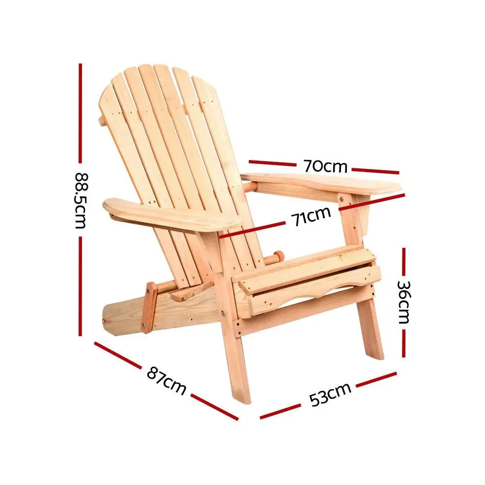 Gardeon Set of 2 Patio Furniture Outdoor Chairs Beach Chair Wooden Adirondack Garden Lounge Deals499