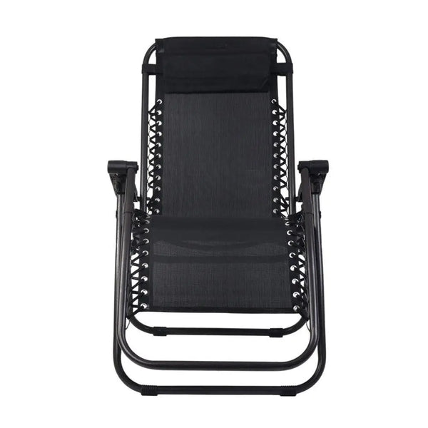Gardeon Set of 2 Zero Gravity Chairs Reclining Outdoor Furniture Sun Lounge Folding Camping Lounger Black Deals499