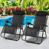 Gardeon Set of 2 Zero Gravity Chairs Reclining Outdoor Furniture Sun Lounge Folding Camping Lounger Black Deals499