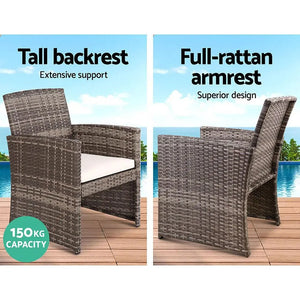 Gardeon Set of 4 Outdoor Wicker Chairs & Table - Grey Deals499