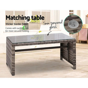 Gardeon Set of 4 Outdoor Wicker Chairs & Table - Grey Deals499
