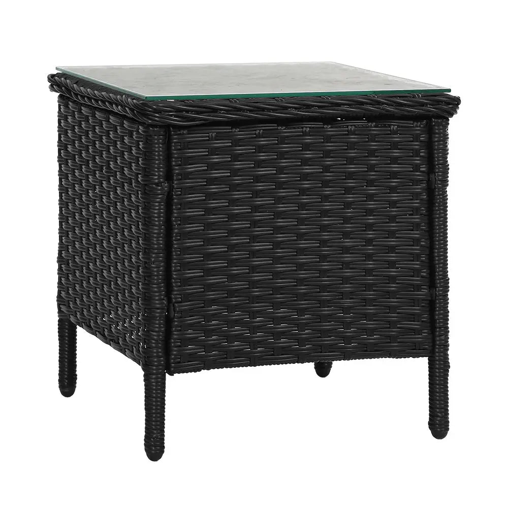 Gardeon Side Table Coffee Patio Desk Outdoor Furniture Rattan Indoor Garden Black Deals499
