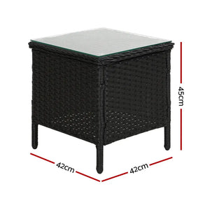 Gardeon Side Table Coffee Patio Desk Outdoor Furniture Rattan Indoor Garden Black Deals499