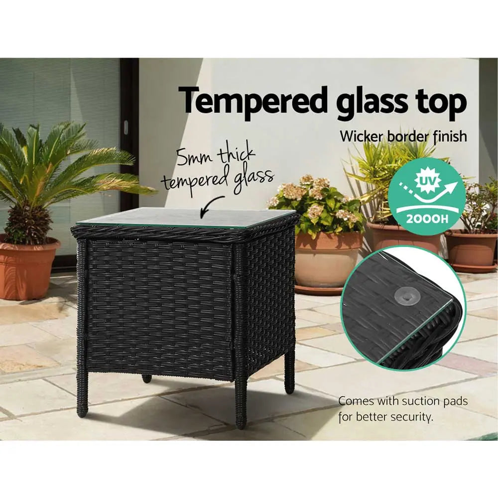 Gardeon Side Table Coffee Patio Desk Outdoor Furniture Rattan Indoor Garden Black Deals499