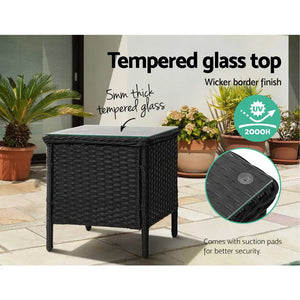 Gardeon Side Table Coffee Patio Desk Outdoor Furniture Rattan Indoor Garden Black Deals499