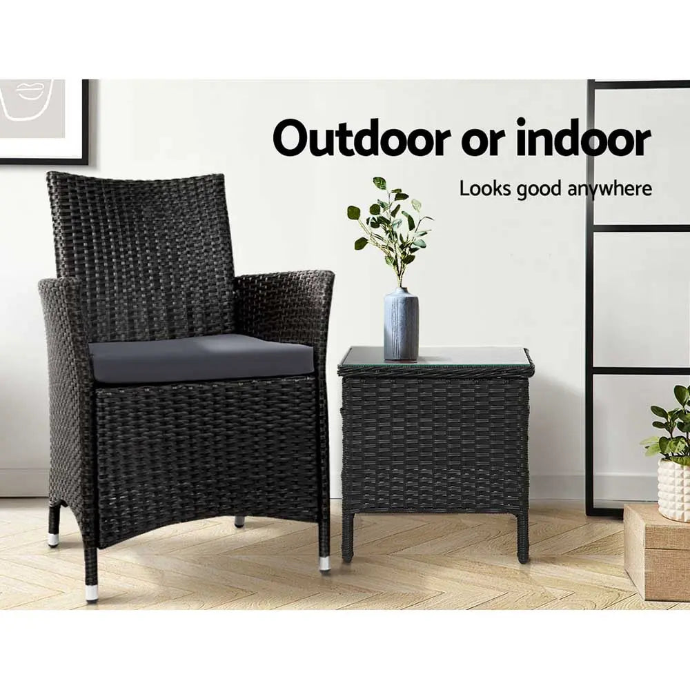 Gardeon Side Table Coffee Patio Desk Outdoor Furniture Rattan Indoor Garden Black Deals499
