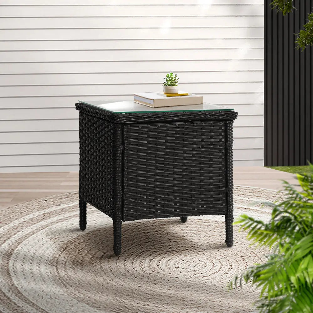 Gardeon Side Table Coffee Patio Desk Outdoor Furniture Rattan Indoor Garden Black Deals499