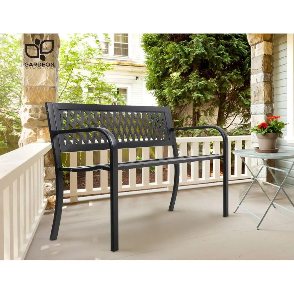 Gardeon Steel Modern Garden Bench - Black Deals499