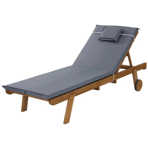 Gardeon Sun Lounge Wooden Lounger Outdoor Furniture Day Bed Wheel Patio Grey from Deals499 at Deals499