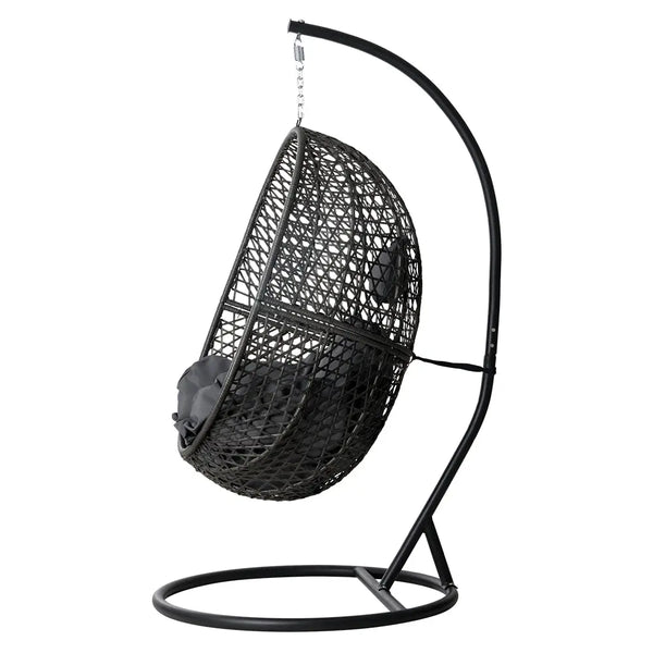 Gardeon Swing Chair Egg Hammock With Stand Outdoor Furniture Wicker Seat Black from Deals499 at Deals499