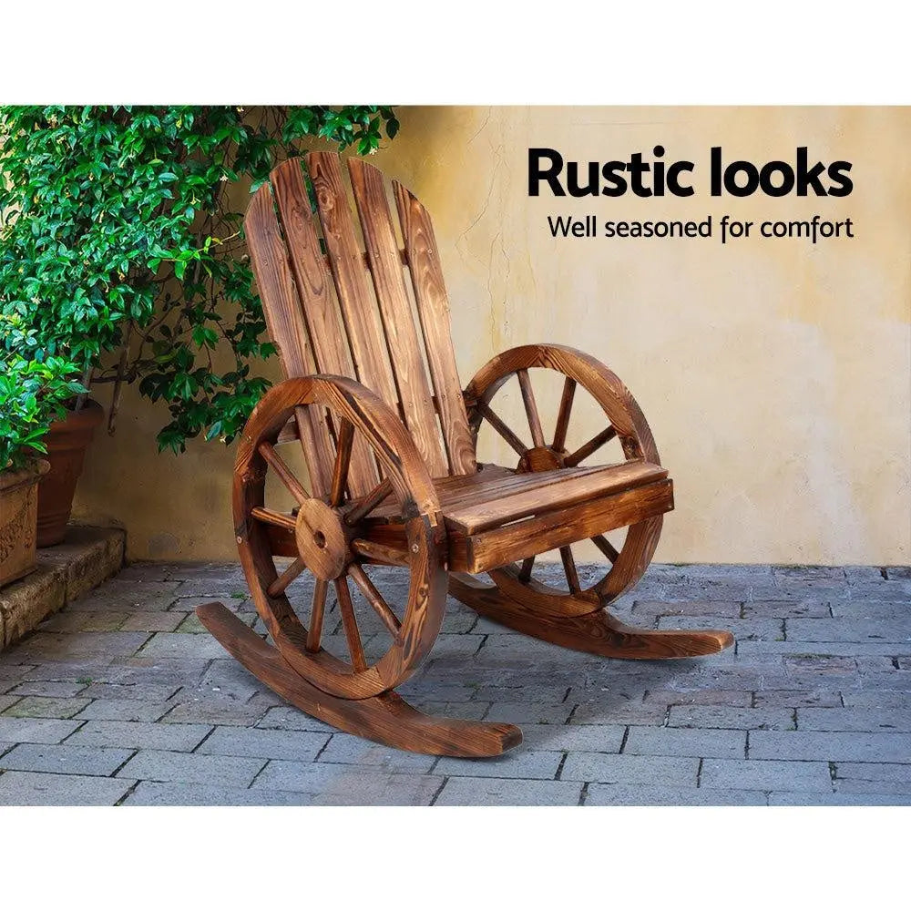 Gardeon Wagon Wheels Rocking Chair - Brown Deals499