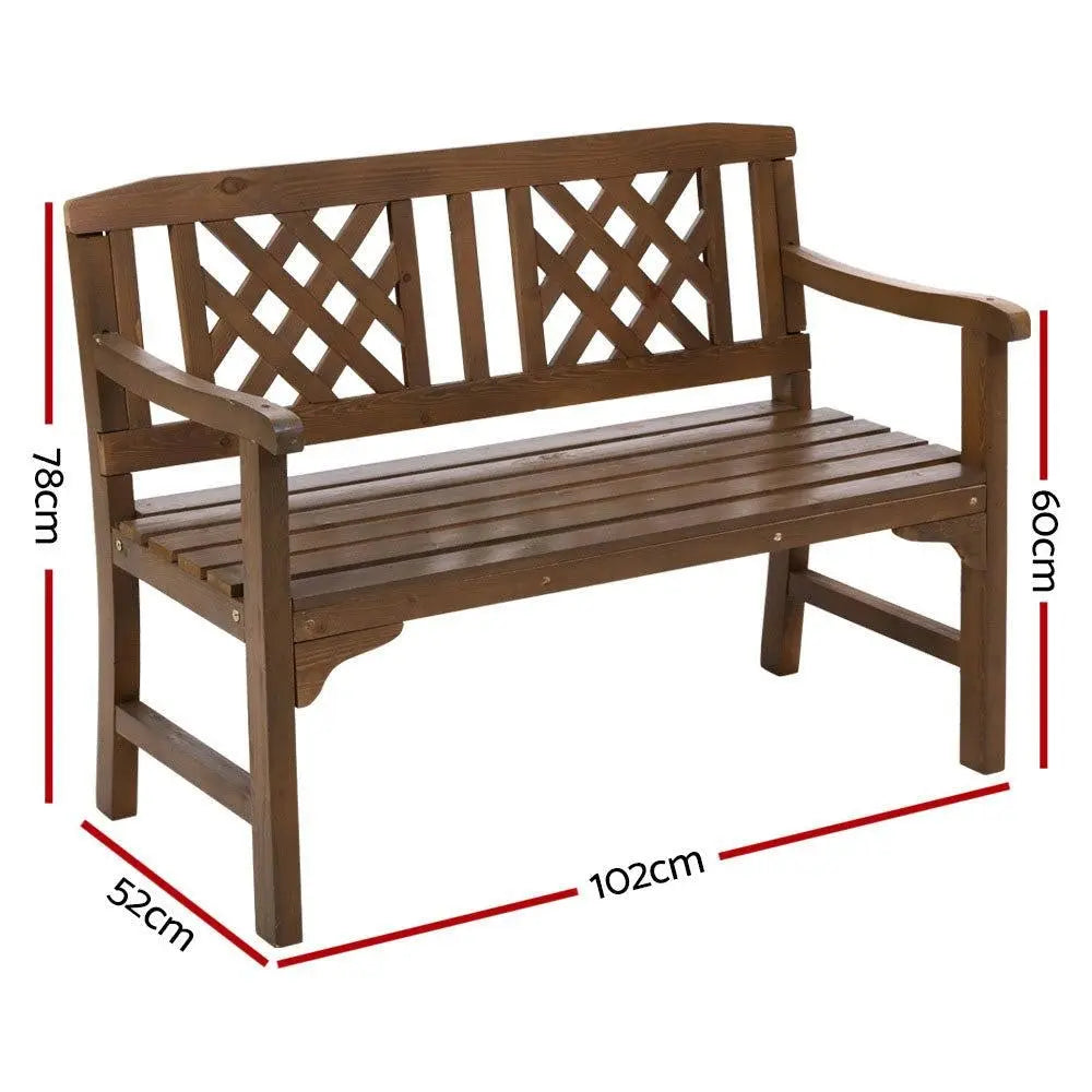 Gardeon Wooden Garden Bench 2 Seat Patio Furniture Timber Outdoor Lounge Chair Natural Deals499