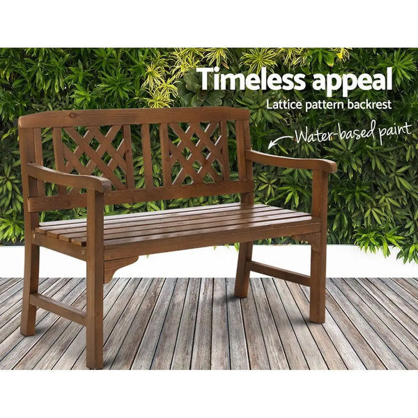 Gardeon Wooden Garden Bench 2 Seat Patio Furniture Timber Outdoor Lounge Chair Natural Deals499