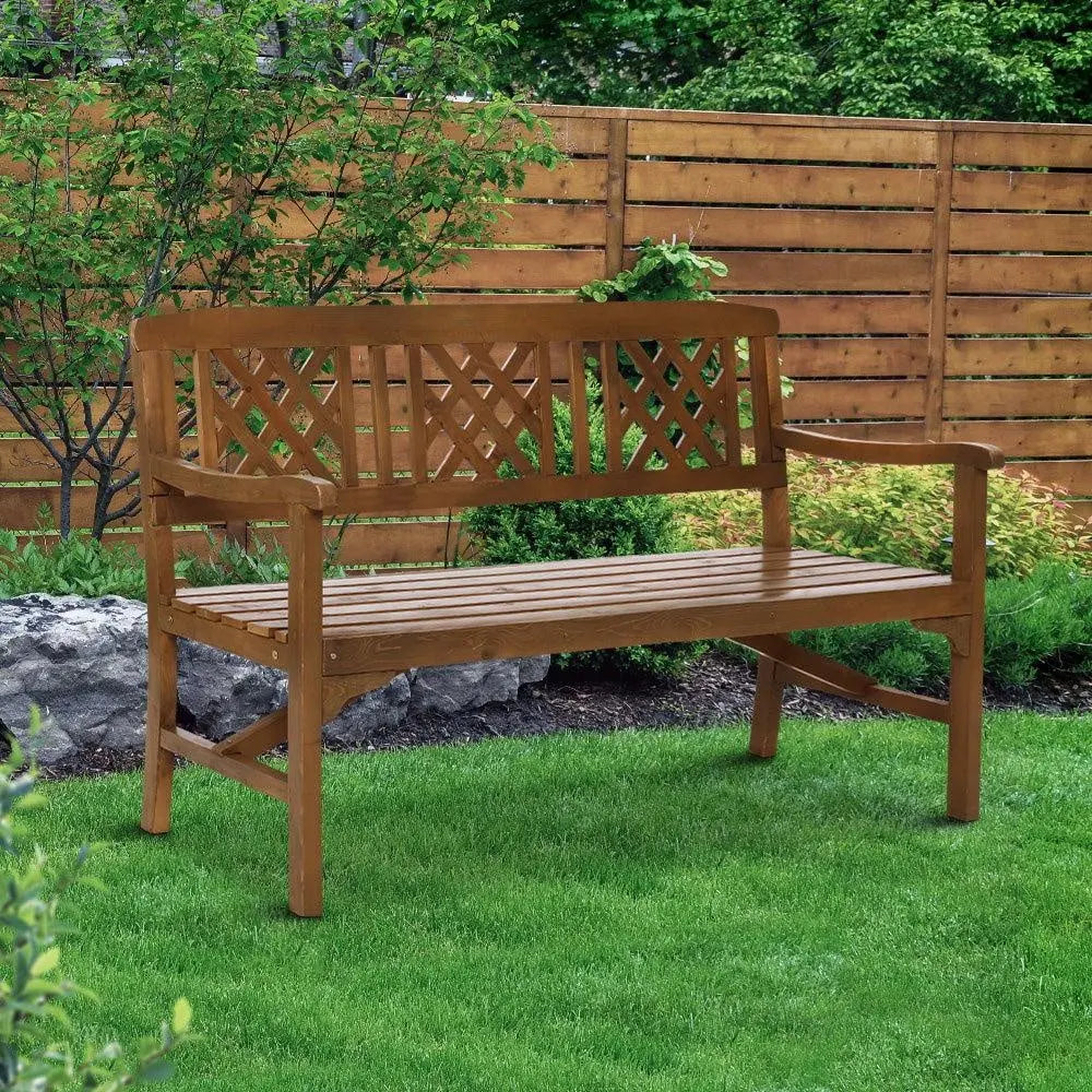 Gardeon Wooden Garden Bench 3 Seat Patio Furniture Timber Outdoor Lounge Chair Natural Deals499