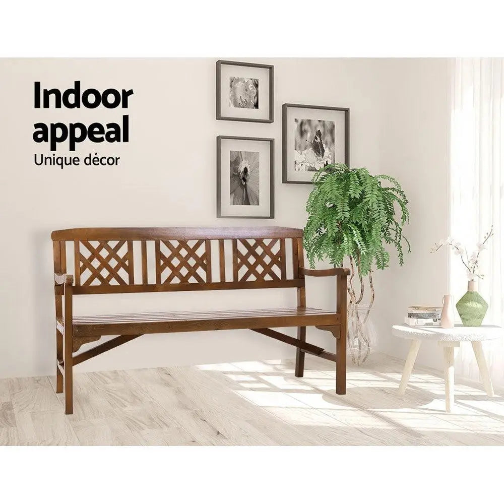 Gardeon Wooden Garden Bench 3 Seat Patio Furniture Timber Outdoor Lounge Chair Natural Deals499