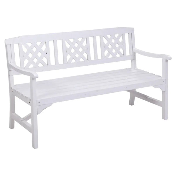 Gardeon Wooden Garden Bench 3 Seat Patio Furniture Timber Outdoor Lounge Chair White Deals499