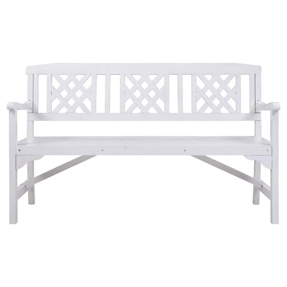Gardeon Wooden Garden Bench 3 Seat Patio Furniture Timber Outdoor Lounge Chair White Deals499