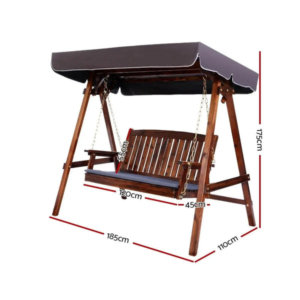 Gardeon Wooden Swing Chair Garden Bench Canopy 3 Seater Outdoor Furniture Deals499