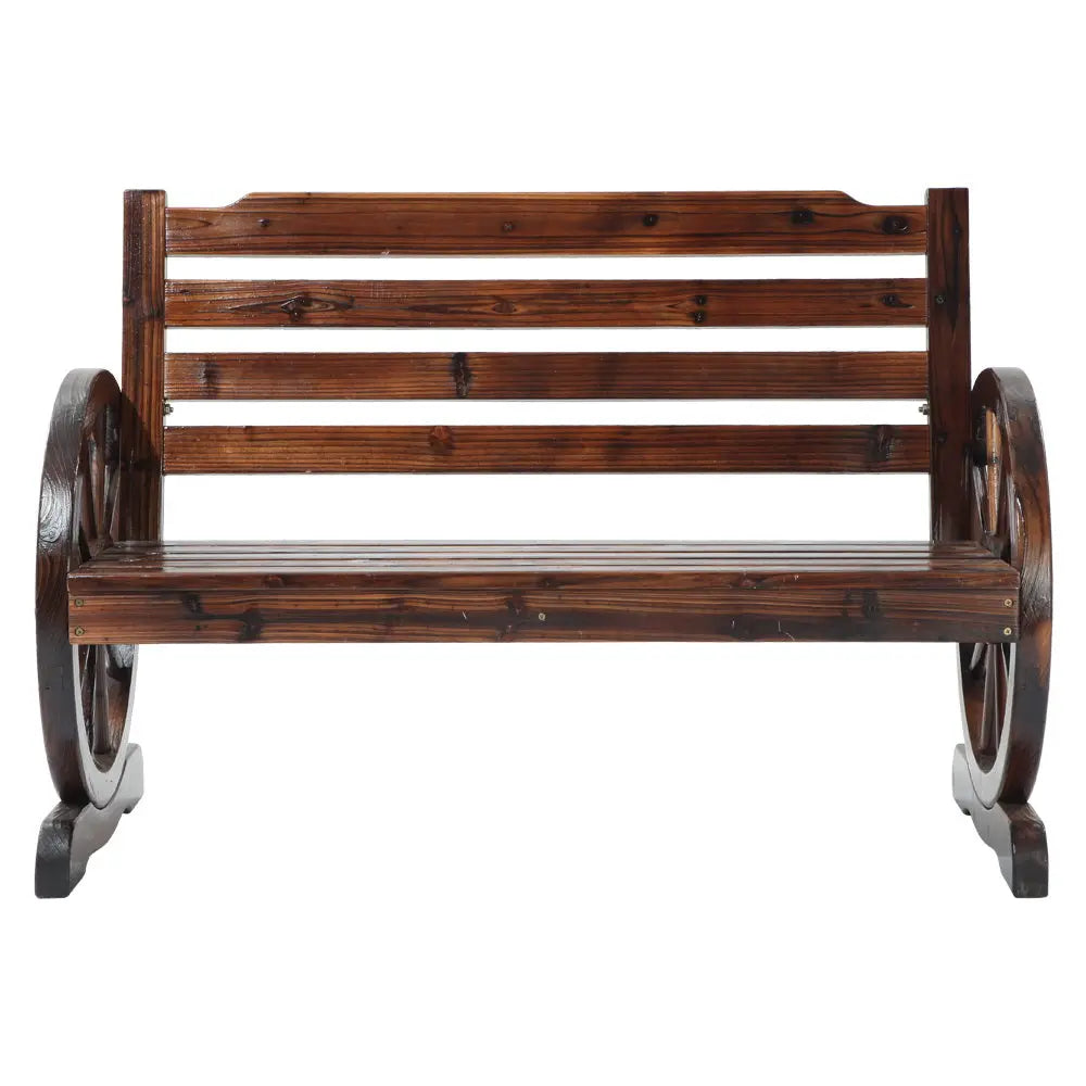 Gardeon Wooden Wagon Wheel Bench - Brown Deals499