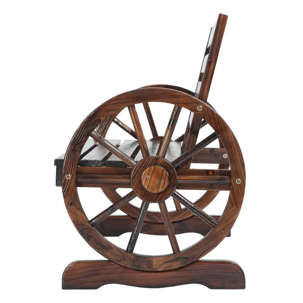 Gardeon Wooden Wagon Wheel Bench - Brown Deals499