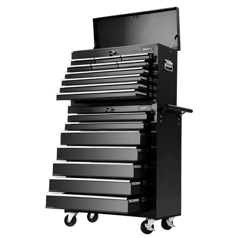 Giantz 17 Drawers Tool Box Trolley Chest Cabinet Cart Garage Mechanic Toolbox Black Deals499