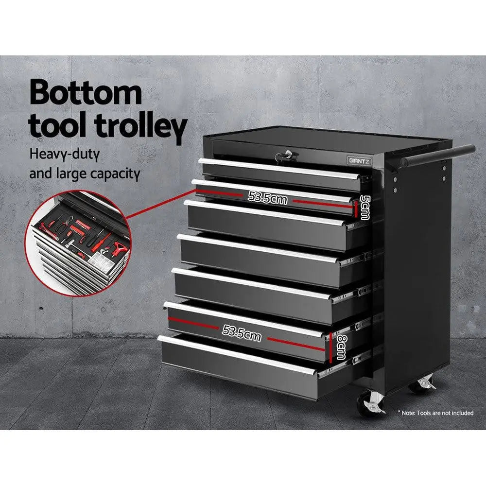 Giantz 17 Drawers Tool Box Trolley Chest Cabinet Cart Garage Mechanic Toolbox Black Deals499