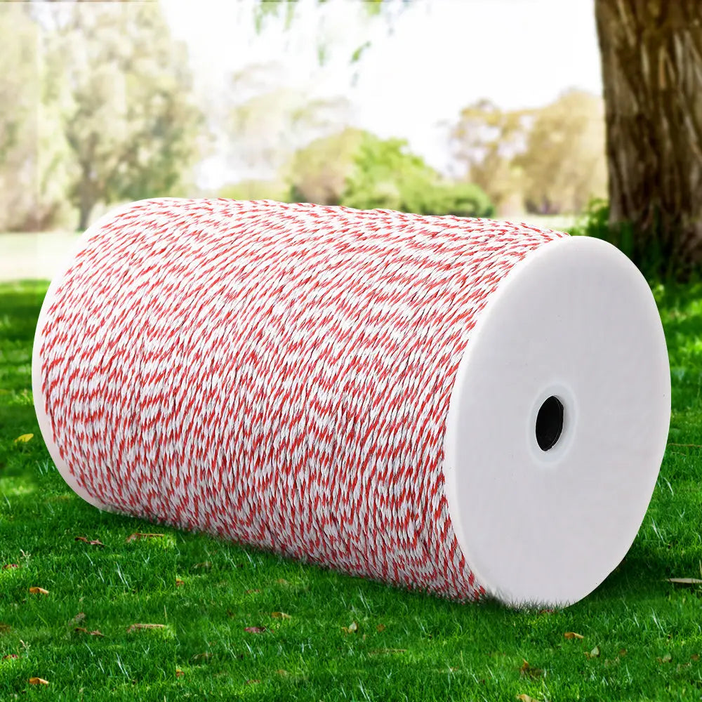 Giantz 2000M Polywire Roll Electric Fence Energiser Stainless Steel Poly Wire Deals499