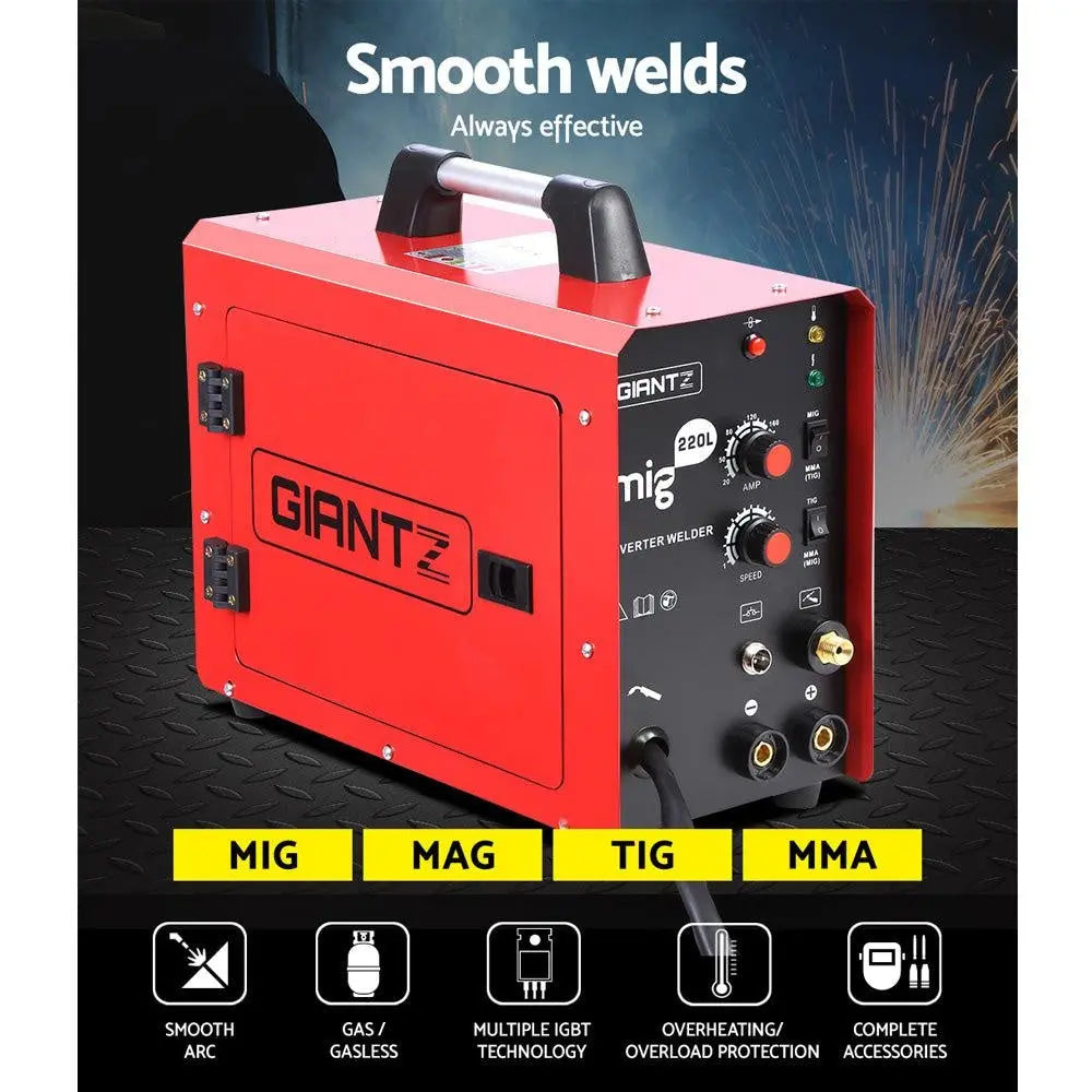 Giantz 220 Amp Inverter Welder MMA MIG DC Gas Gasless Welding Machine Portable Deals499