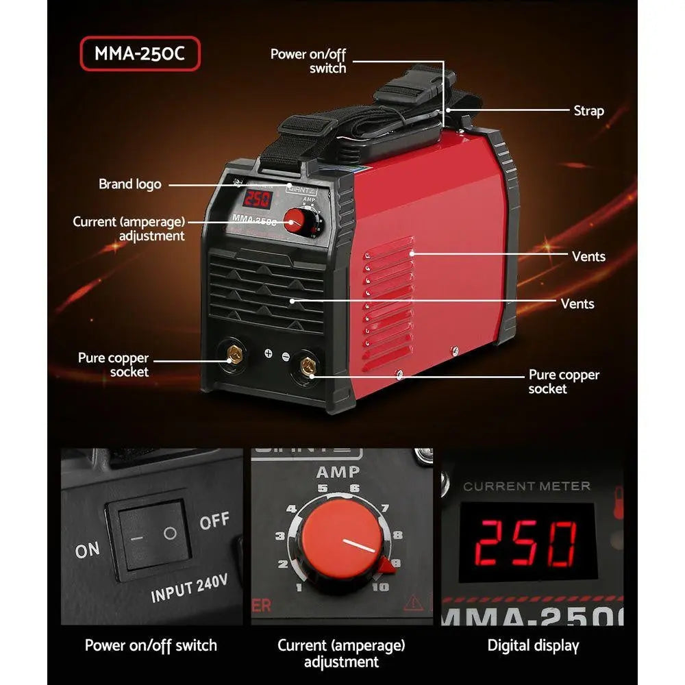 Giantz 250 Amp Inverter Welder MMA ARC DC IGBT Welding Machine Stick Portable Deals499