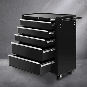 Giantz 5 Drawer Mechanic Tool Box Storage Trolley - Black Deals499