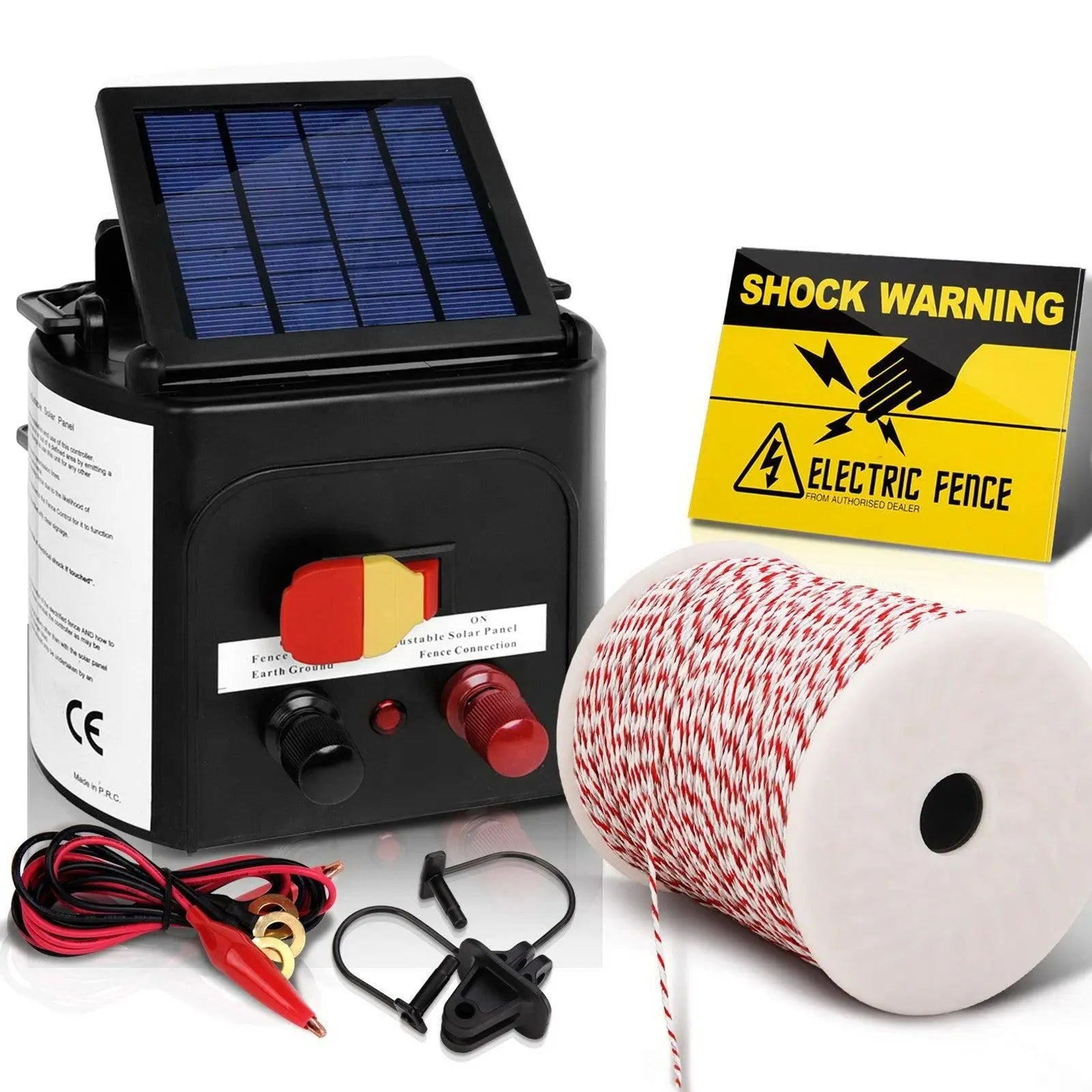 Giantz 5km Solar Electric Fence Energiser Charger with 500M Tape and 25pcs Insulators Deals499