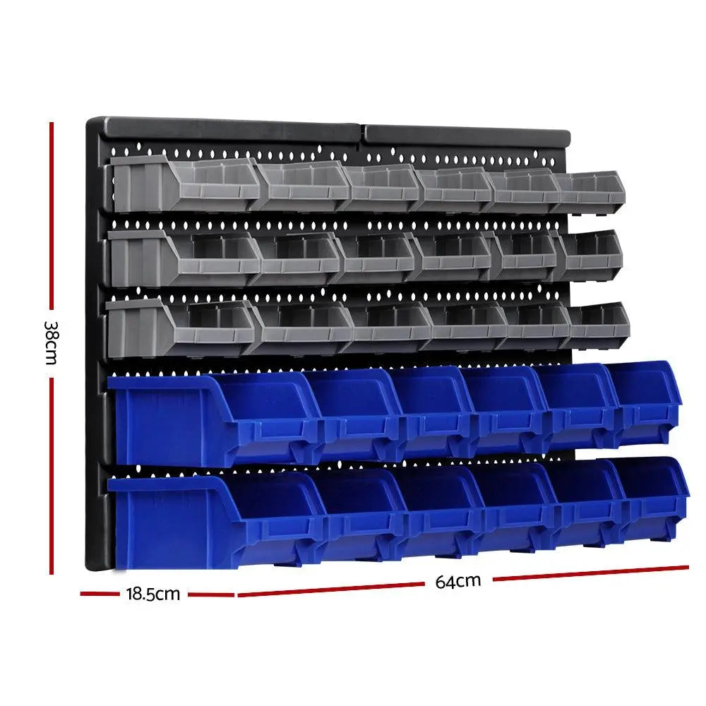 Giantz 60 Bin Wall Mounted Rack Storage Tools Garage Organiser Shed Work Bench Deals499