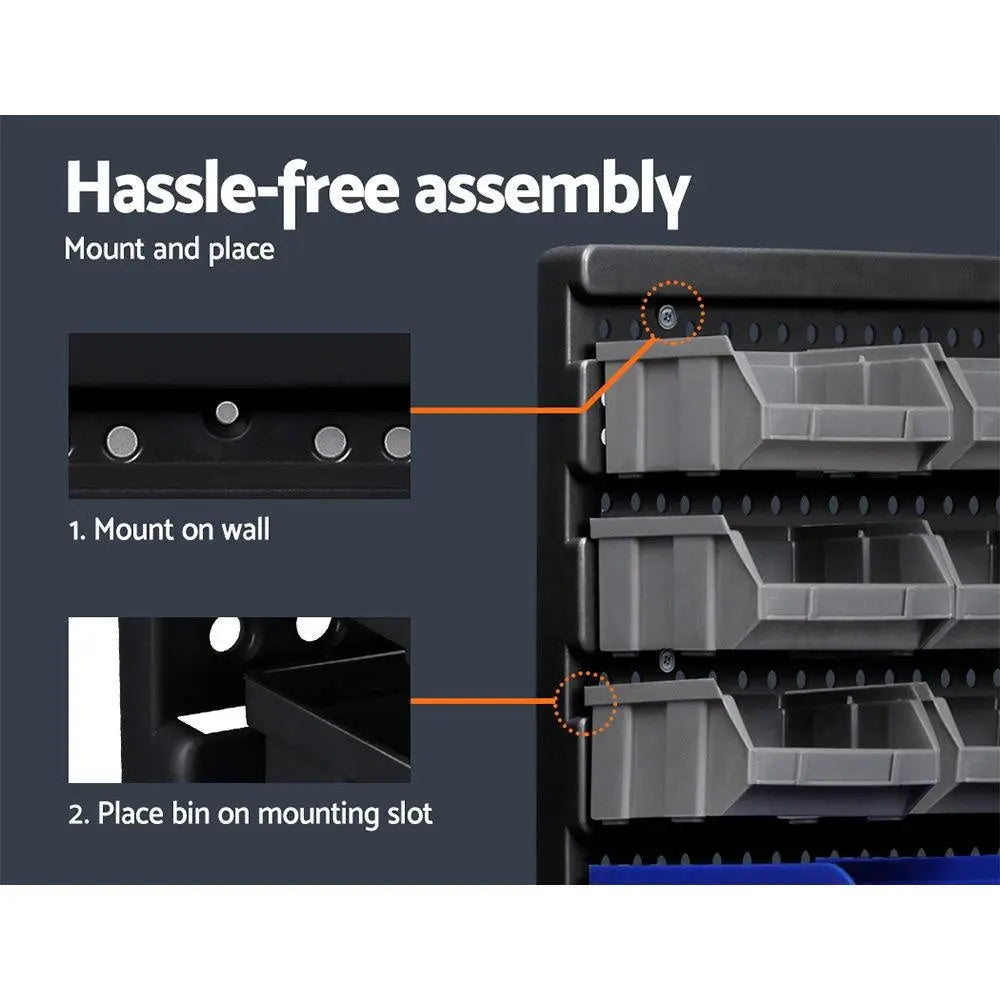 Giantz 60 Bin Wall Mounted Rack Storage Tools Garage Organiser Shed Work Bench Deals499