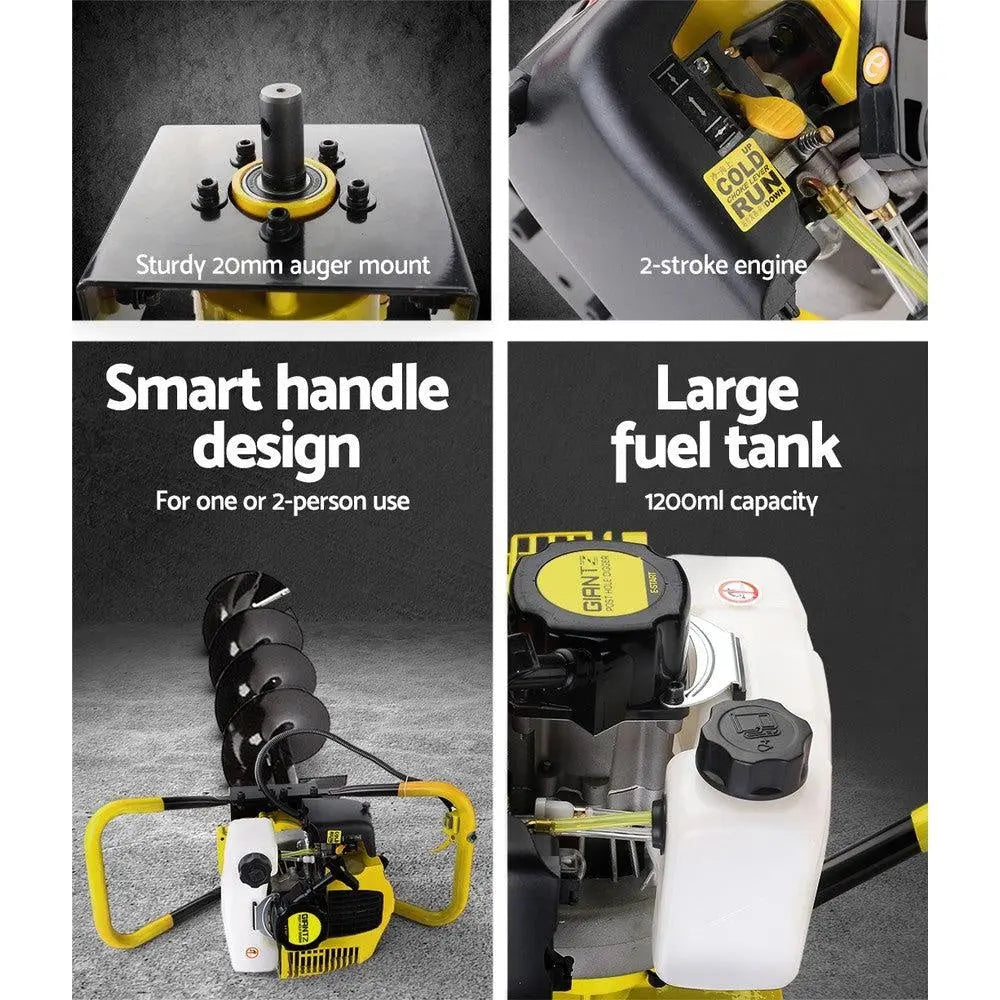 Giantz 80CC Petrol Post Hole Digger Auger Bits Drill Borer Fence Extension Deals499