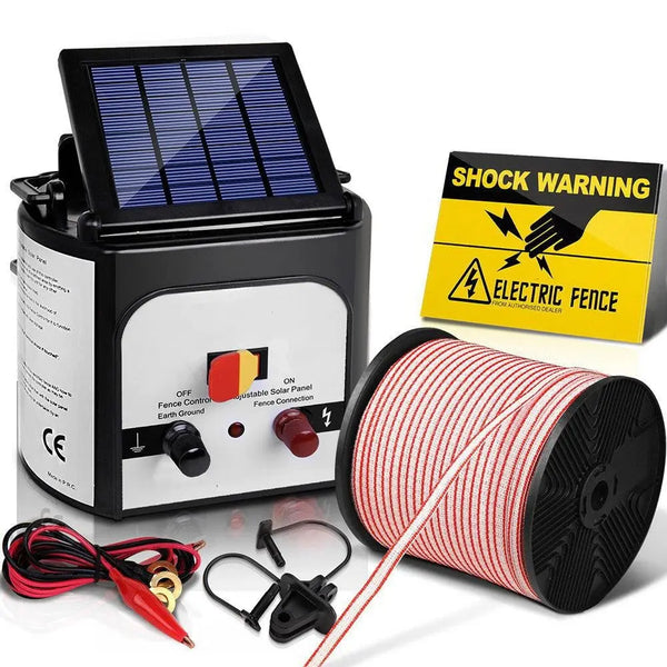 Giantz 8km Solar Electric Fence Energiser Charger with 400M Tape and 25pcs Insulators Deals499