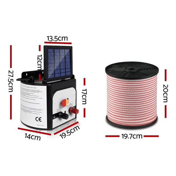 Giantz 8km Solar Electric Fence Energiser Charger with 400M Tape and 25pcs Insulators Deals499