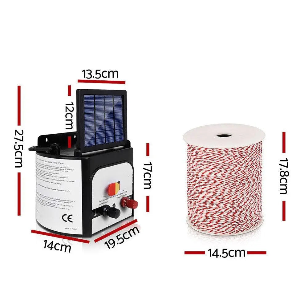 Giantz 8km Solar Electric Fence Energiser Charger with 500M Tape and 25pcs Insulators Deals499