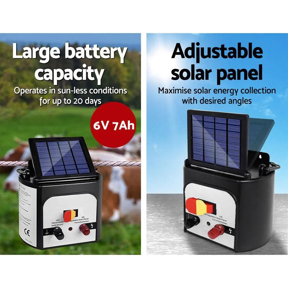 Giantz 8km Solar Electric Fence Energiser Charger with 500M Tape and 25pcs Insulators Deals499