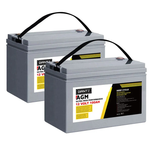Giantz AGM Deep Cycle Battery 12V 100Ah x2 Box Portable Solar Caravan Camping from Deals499 at Deals499