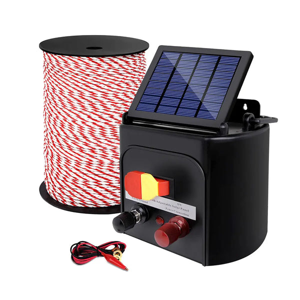 Giantz Electric Fence Energiser 5km Solar Powered Charger + 500m Rope Deals499