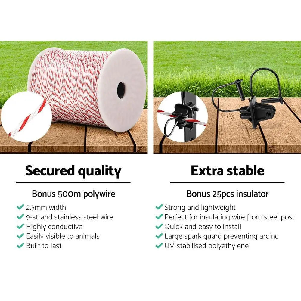 Giantz Electric Fence Wire 500M Fencing Roll Energiser Poly Stainless Steel Deals499