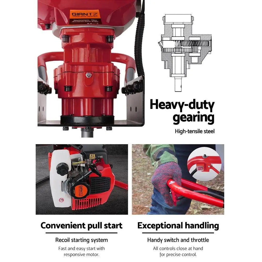 Giantz Post Hole Digger Diggers Petrol Complete 80CC Motor Only Earth Auger Deals499