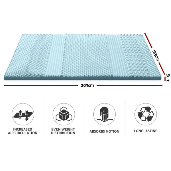 Giselle Bedding Cool Gel 7-zone Memory Foam Mattress Topper w/Bamboo Cover 5cm - King Giselle