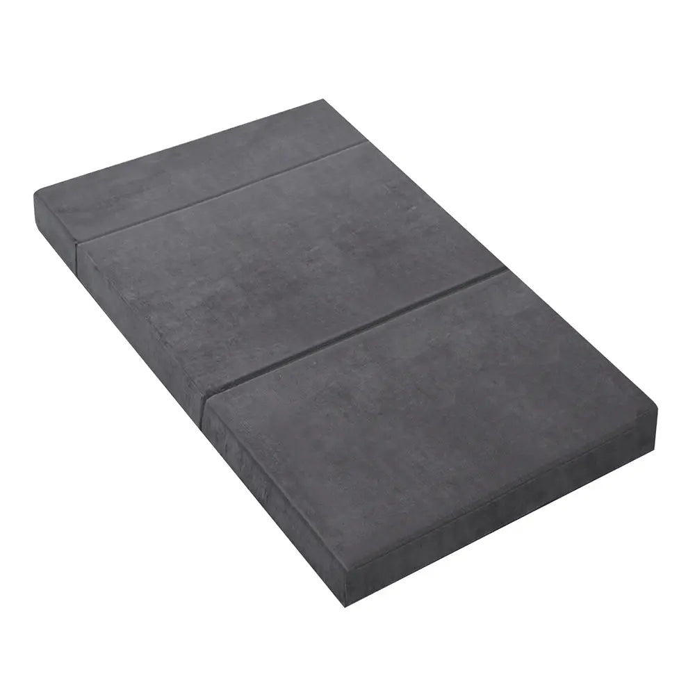 Giselle Bedding Double Size Folding Foam Mattress Portable Bed Mat Velvet Dark Grey Giselle