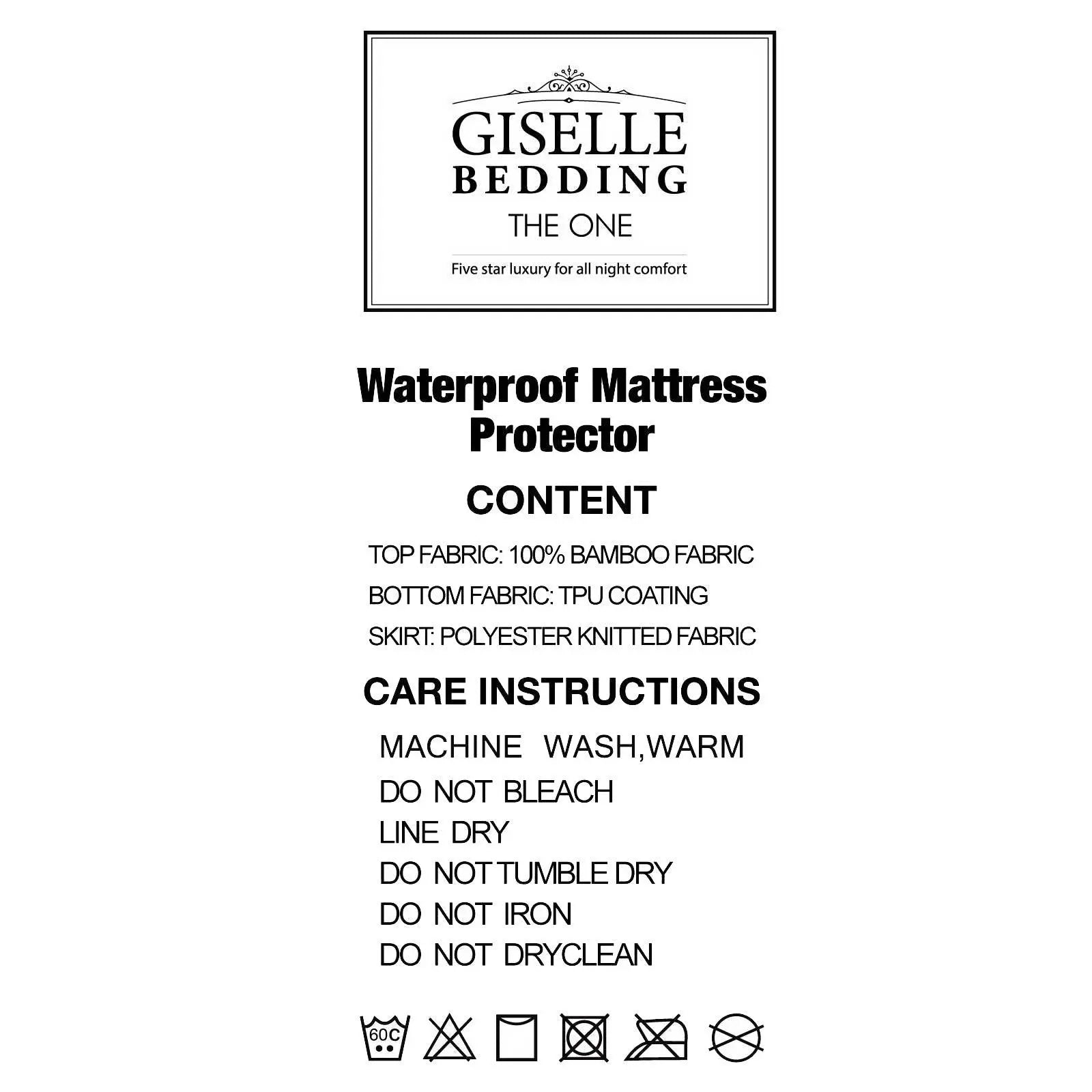 Giselle Bedding Double Size Waterproof Bamboo Mattress Protector Giselle