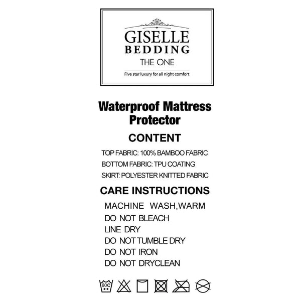 Giselle Bedding Double Size Waterproof Bamboo Mattress Protector Giselle