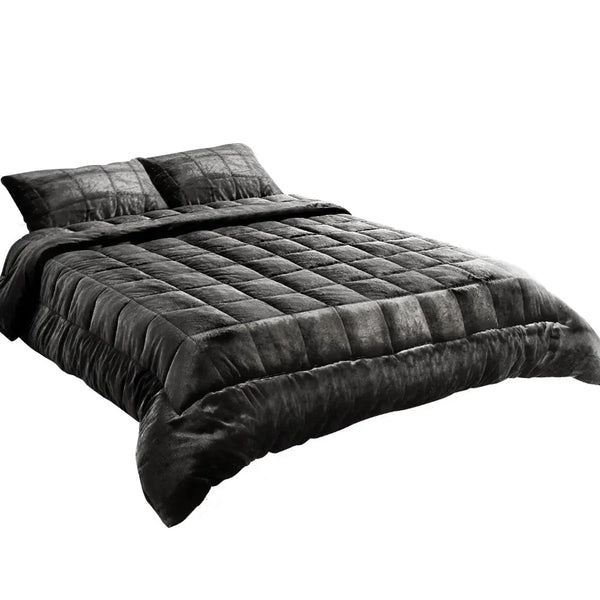 Giselle Bedding Faux Mink Quilt Double Size Charcoal from Deals499 at Deals499
