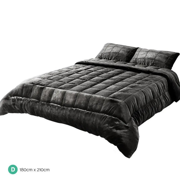 Giselle Bedding Faux Mink Quilt Double Size Charcoal from Deals499 at Deals499
